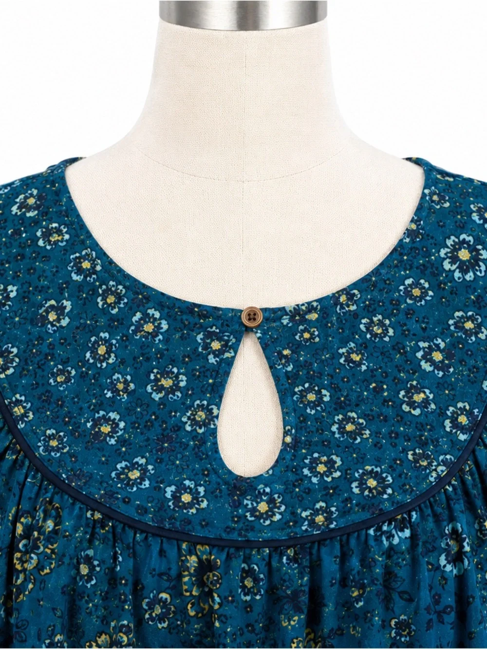 Sonoma Blue Floral Peasant Dress 0X 12W/14W Boho Rayon